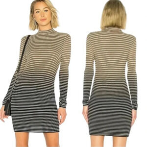 ATM Anthony Thomas Melillo Dip Dye Stripe Knit Dress In Black Combo Size XS NWT